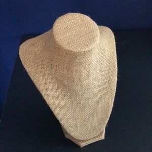 Burlap “vintage” necklace display